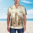 thumbnail image 2 of Fuzoiu New York Print Hawaiian Shirt for Men, Summer Beach Casual Short Sleeve Button Down Shirts, Men’s Beach Summer Shirts with Pocket,Large, 2 of 7