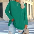 thumbnail image 2 of dazeni Plus Size Tops for Women Casual Loose Long Sleeve Crewneck Tunic Tops Solid Basic T-Shirt Spring Summer Tee Army Green 4X-Large, 2 of 5