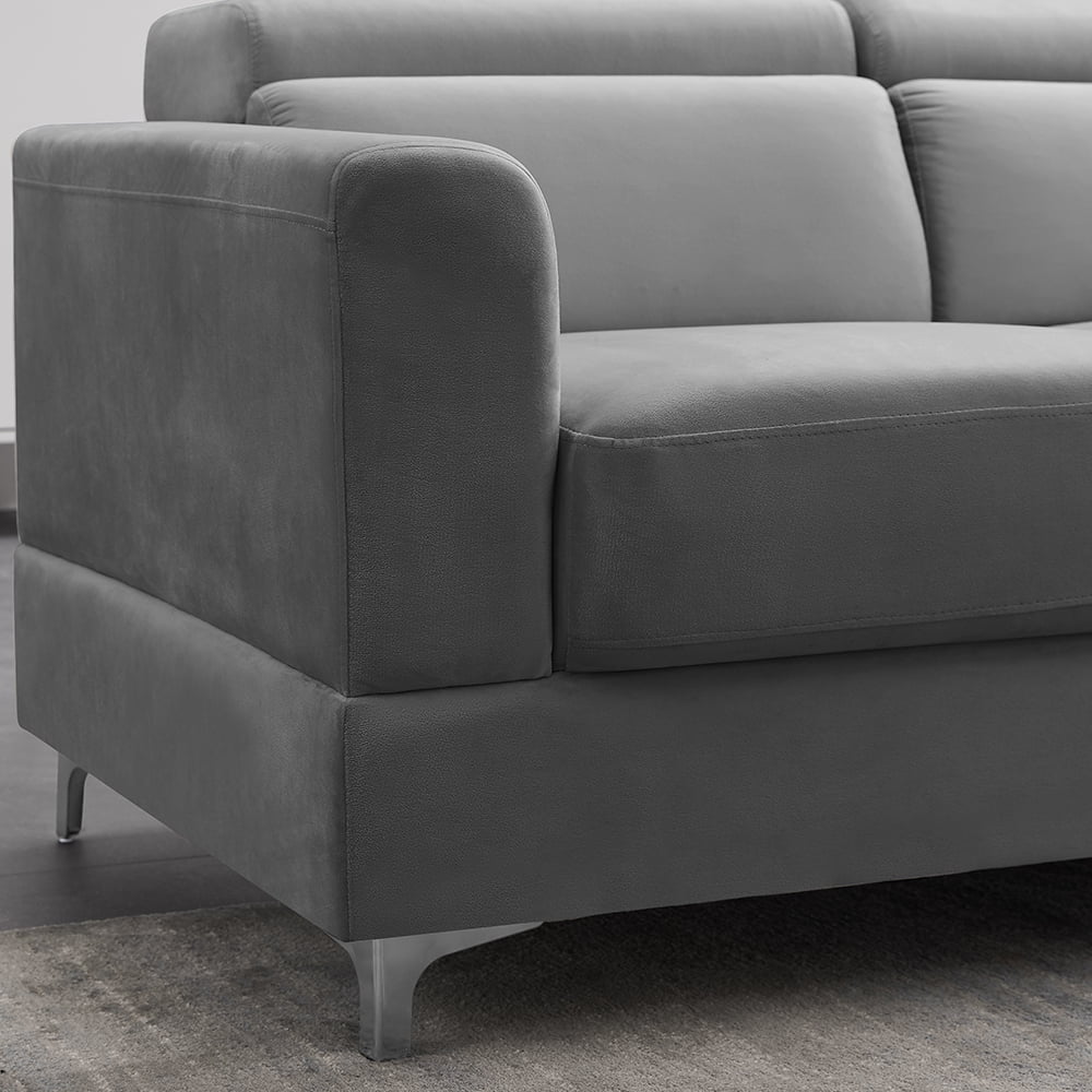 Kepooman Modern L-Shaped Sofa Sleeper Bed, Velvet Facing, Gray Kepooman Modern L-Shaped Sofa Sleeper Bed, Velvet Facing, Gray