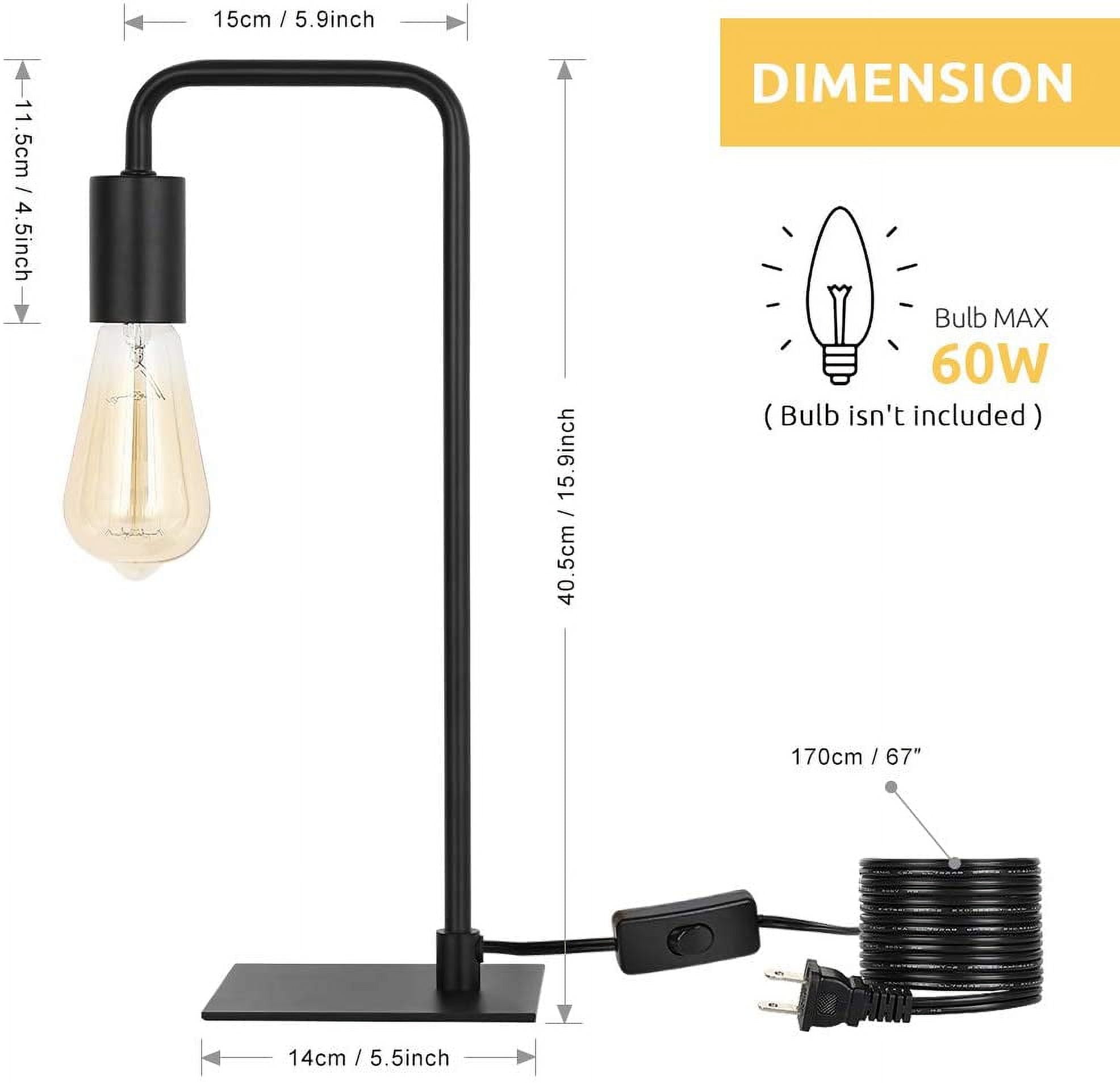 Black Modern Desk Lamp Industrial Bedside Lamp for Bedroom Office Dormitory