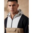 thumbnail image 5 of Men Colorblock Quarter Zip Heavy Pullover Hoodie & Jogger Set, 5 of 7