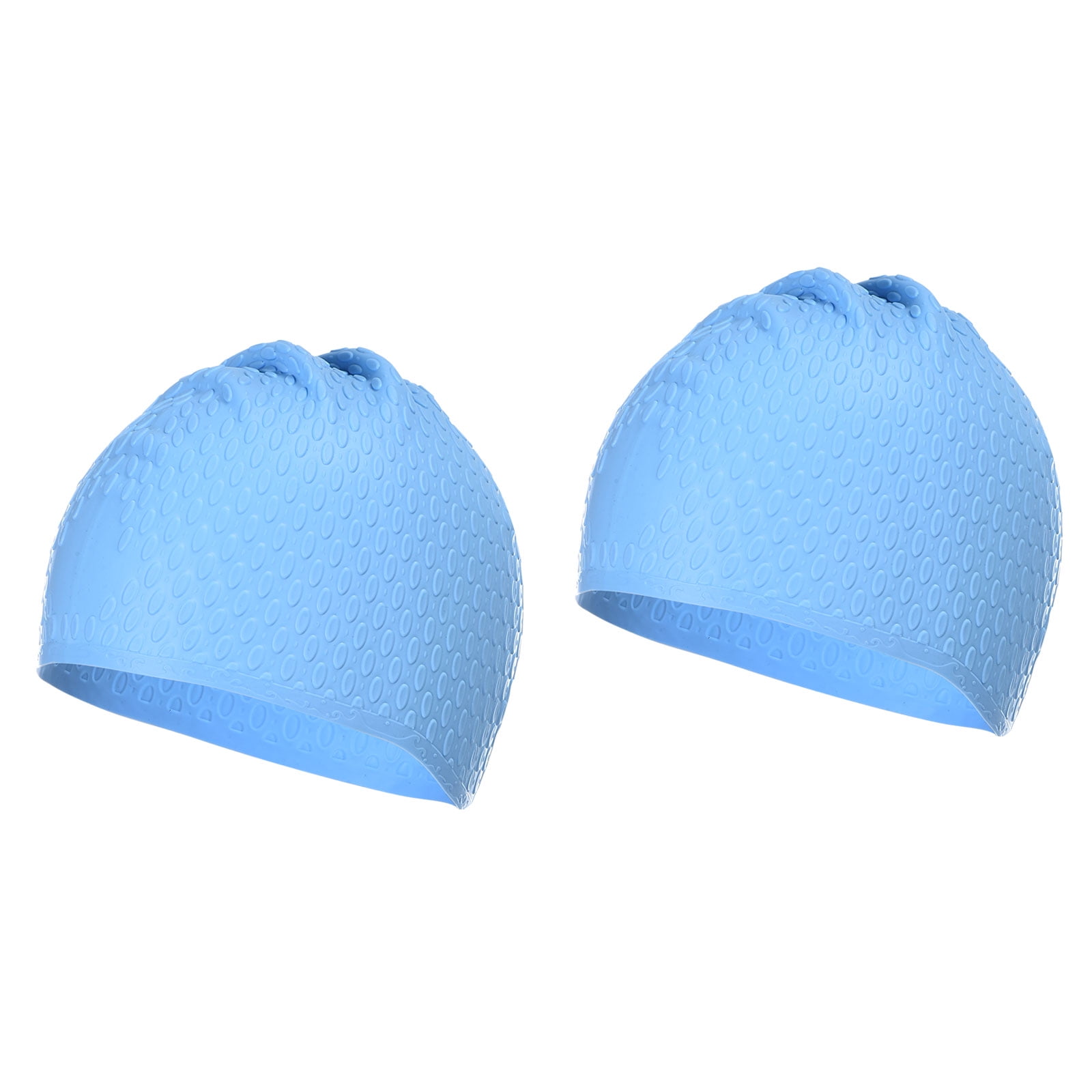 Uxcell Silicone Swim Caps Unisex Swimming Caps Bubble Textured Adult Swim Hats Blue 2 Pack