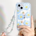 thumbnail image 3 of Compatible for iPhone 13 Case Clear Cute Flower Floral with Chain for Girls Women Pattern Soft TPU Shockproof Protective Girly for iPhone 13-Blue Flower, 3 of 13