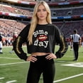 thumbnail image 5 of Gamivast Crewneck Sweatshirts Women Game Day Embroidered Football Look Crew Neck Long Sleeve Cropped Sweatshirts Pullover Tops Athletic Daily Wear, 5 of 5