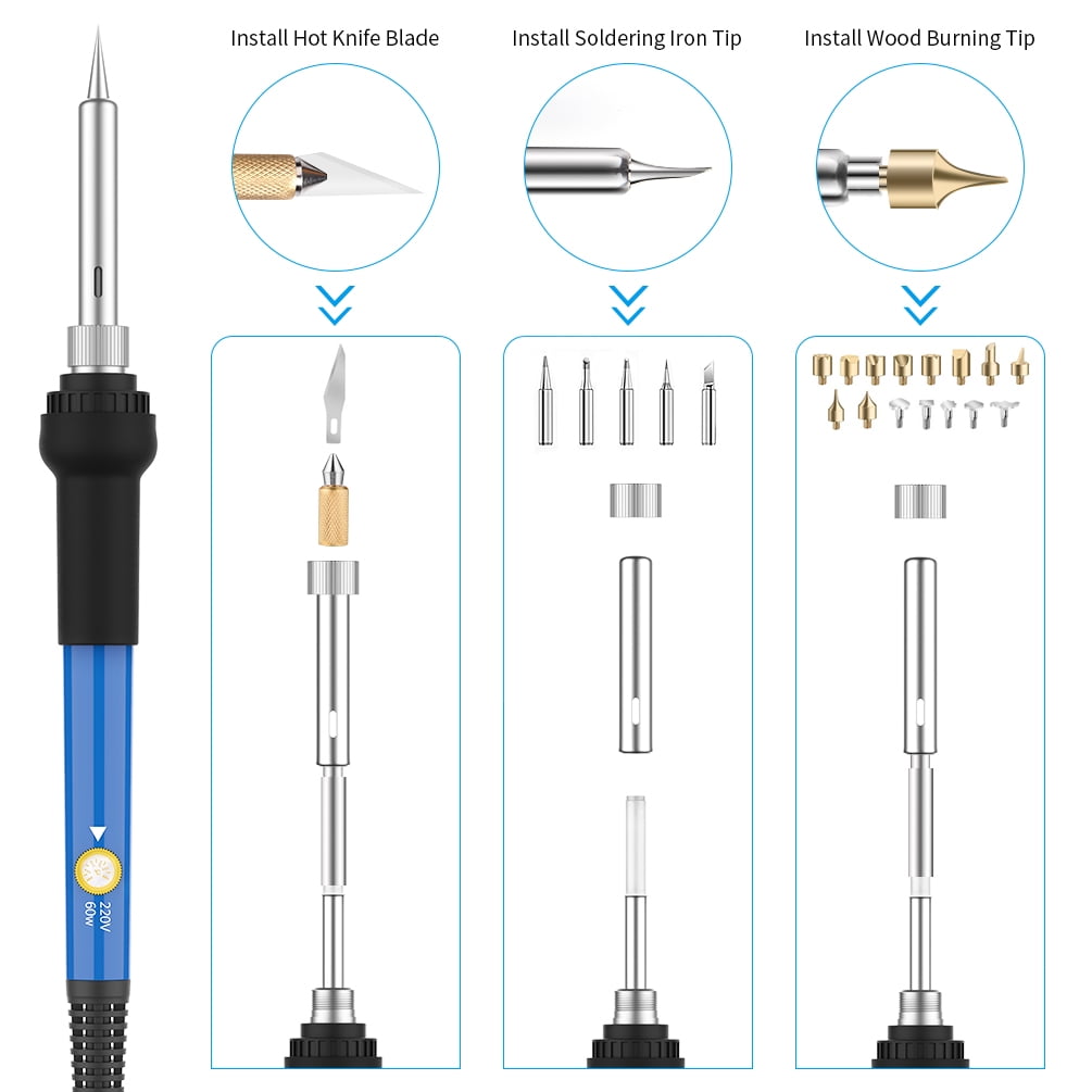 Uarter 113 Pcs Wood Burning Kit Pyrography Pen Soldering Iron Wood Tool Includes Soldering and Is Designed for DIY Creativity, Pyrography, Embossing, Carving, and Soldering, Foam, Wax