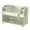 Green, variant on Lume Wear Vanity Makeup Organizer with 2 Large Drawers and a Spacious Display Cabinet. A Partitioned Top Compartment and 6 Brush Holders Keep Your Beauty Storage Neat and Accessible