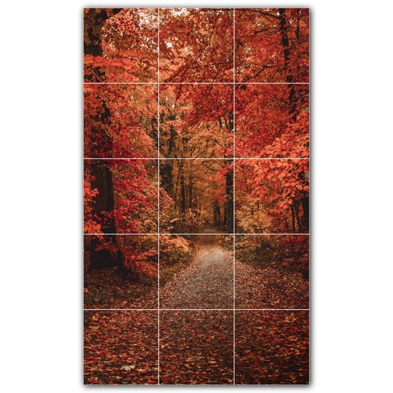 Picture-Tiles.com: Autumn Ceramic Tile Wall Mural WAL500013-35L. 24"W x 40"H using (15) 8" x 8" Ceramic Tiles-Satin Finish