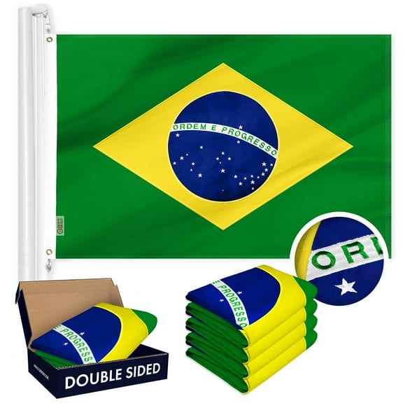 Brazil Brazilian Flag 3x5FT 5-Pack Double-sided Embroidered Polyester By G128