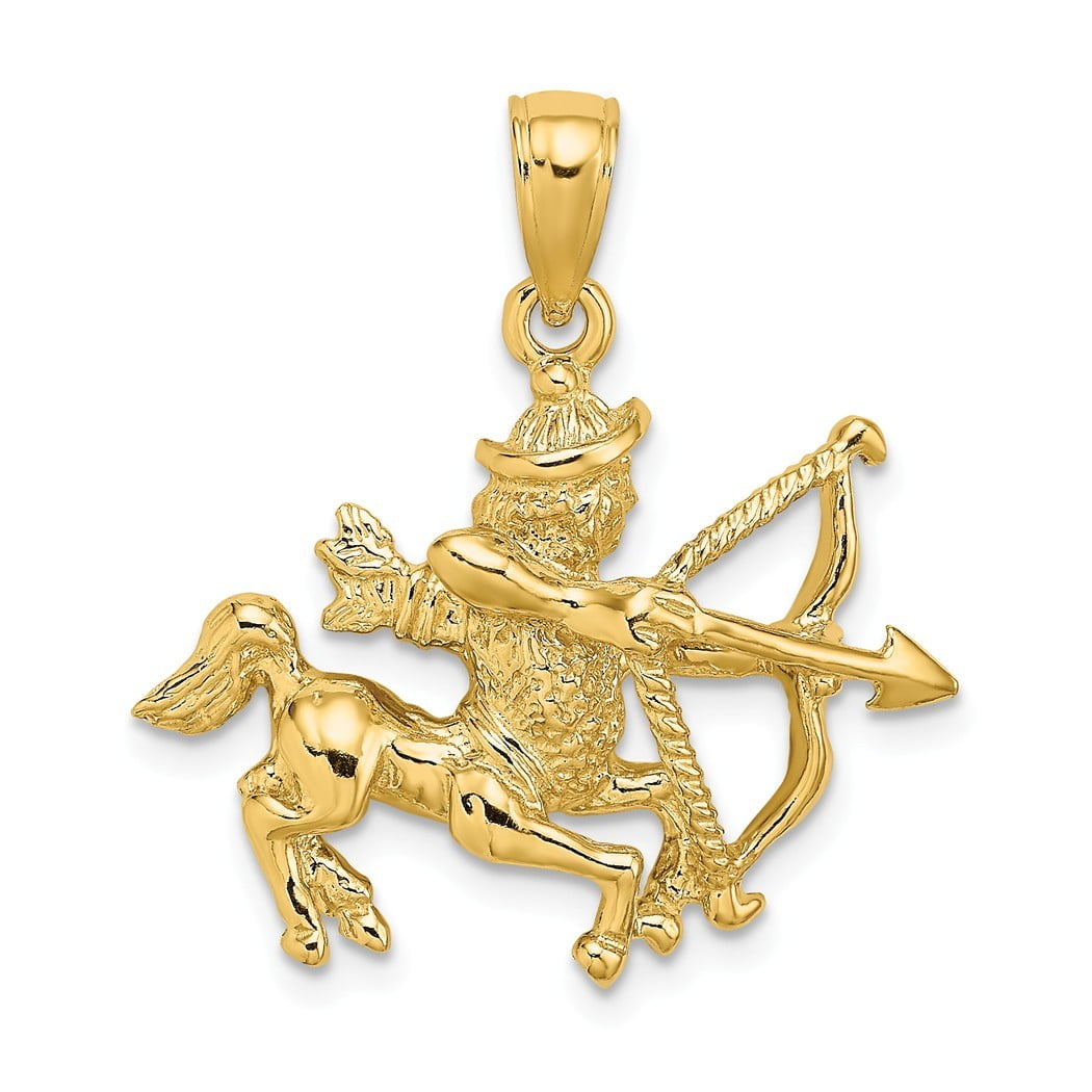 JewelryWeb - 14k Gold Large Sagittarius Zodiac Pe Charm Pendant