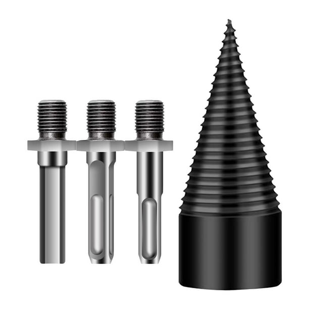 Juego de brocas para dividir madera, cono de tornillo para dividir madera, accesorio de taladro eléctrico, divisores de leña para acampar, calefacción 32 cm x 95 cm