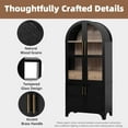 thumbnail image 6 of LUMAMIN Arched Bookcase, 71" Farmhouse Bookshelf Display Cabinet with Door Shelves, Adjustable Shelves, Hidden Drawer & Glass Door, Black, 6 of 9
