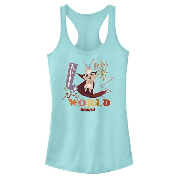 Junior's DC League of Super-Pets Lulu Rule The World  Racerback Tank Top Cancun Medium