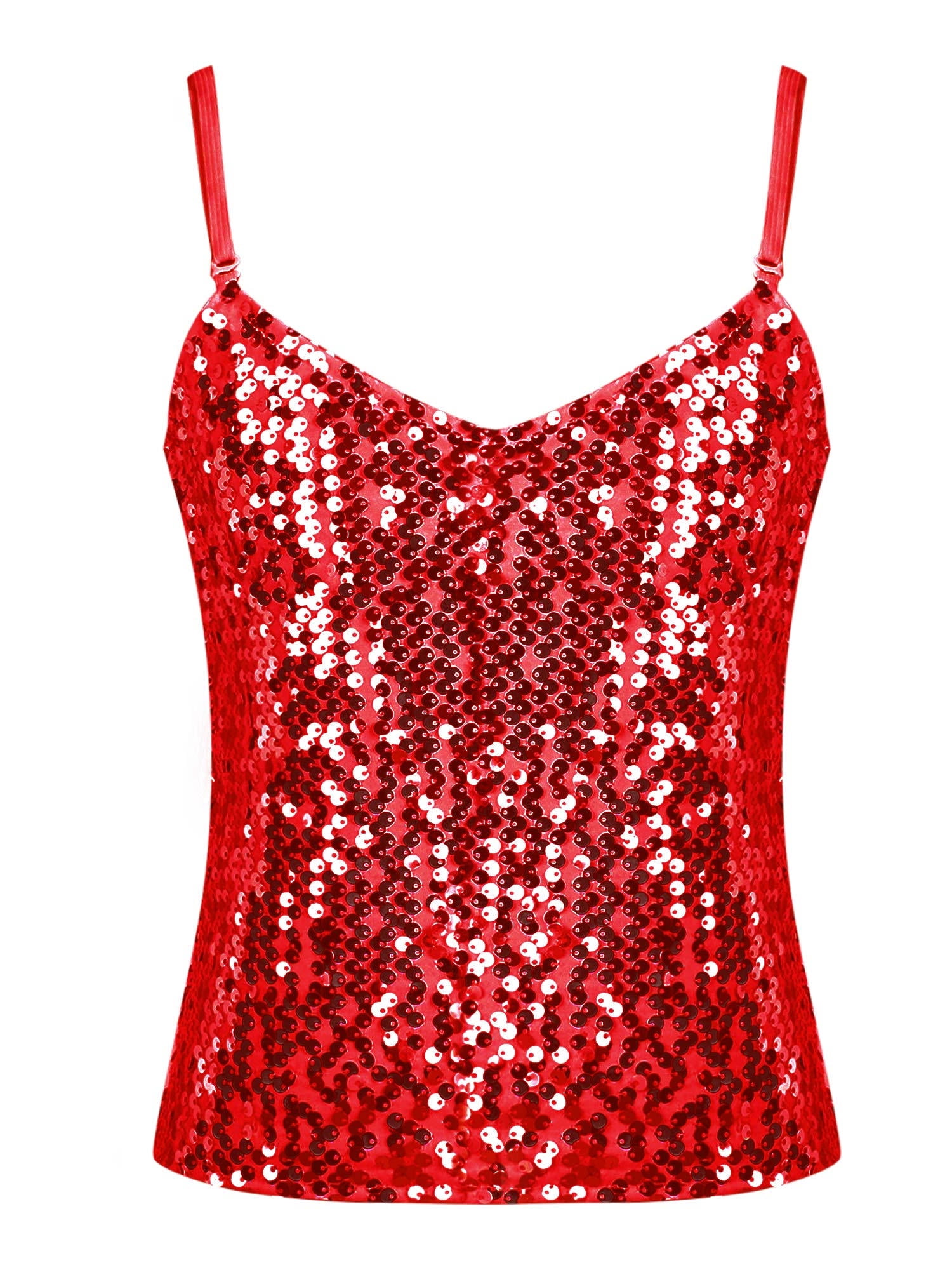 renvena Kids Girls Sparkly Sequin Dance Crop Tops Tank