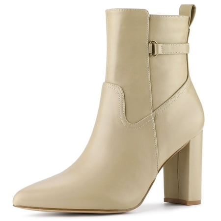 boots heels beige allegra ankle pointed chunky toe walmart