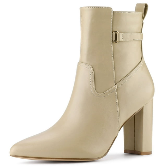 Unique Bargains Bottines à Talons Hauts pour Femmes avec Décor de Sangle et Bout Pointu