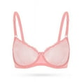 thumbnail image 5 of Wingslove Women's Sexy 1/2 Cup Lace Bra Balconette Mesh Underwired Demi Shelf Bra Unlined See Through Bralette,Wax Pink 38B, 5 of 5