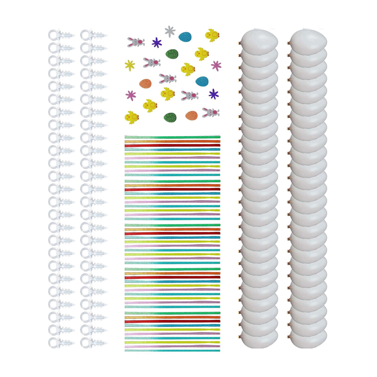 FVDPWYE 50 Pieces White Easter Eggs Decorating Set Easter Basket Fillers with Ribbon and White with Stickers