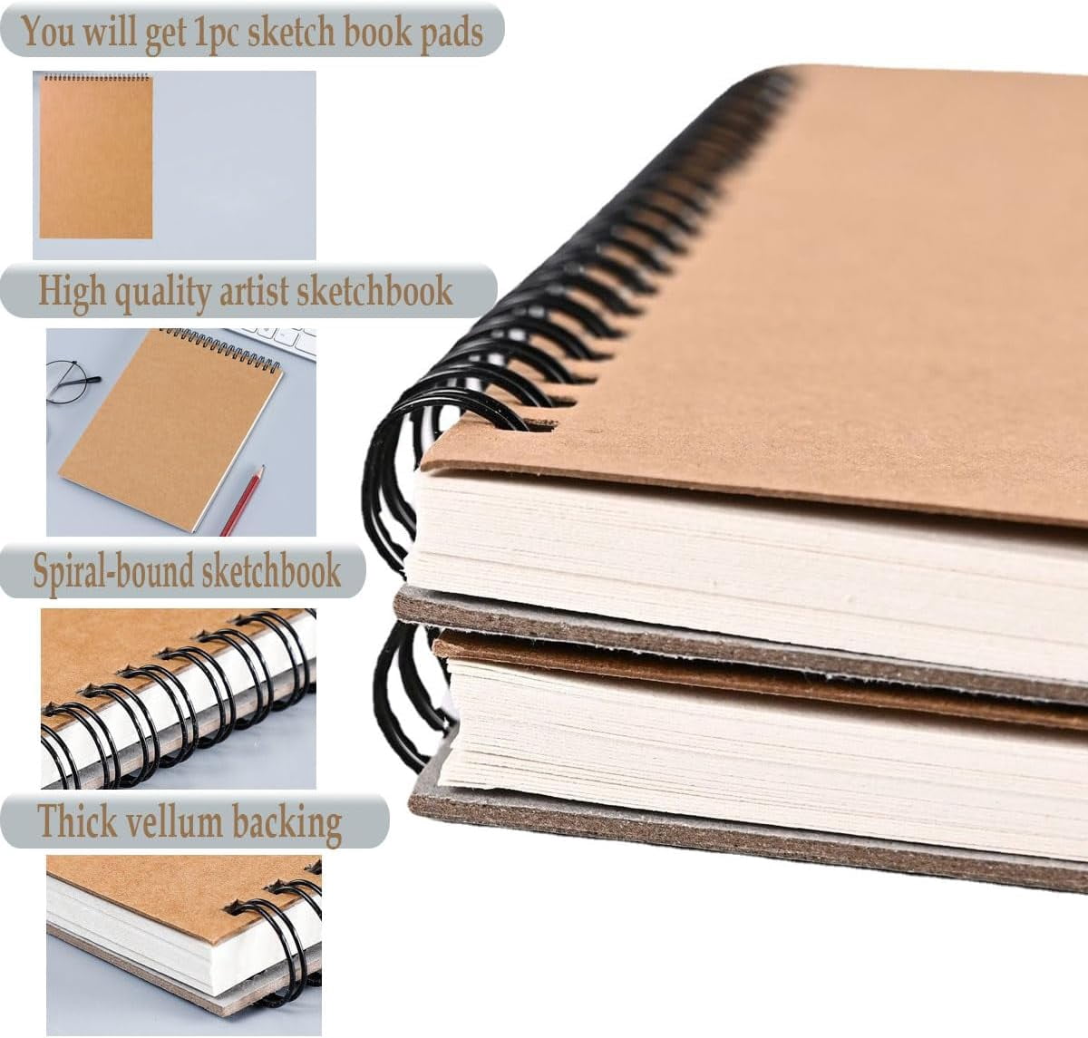Sketch Book Pad, Drawing Paper 5.5" x 8.5" Spiral Bound, Bound (98lb/160gsm), Pack of 1, Durable Acid Free Sketchbook for Painting, 30 Sheets Each (1 Pack- 5.5"X8.5")