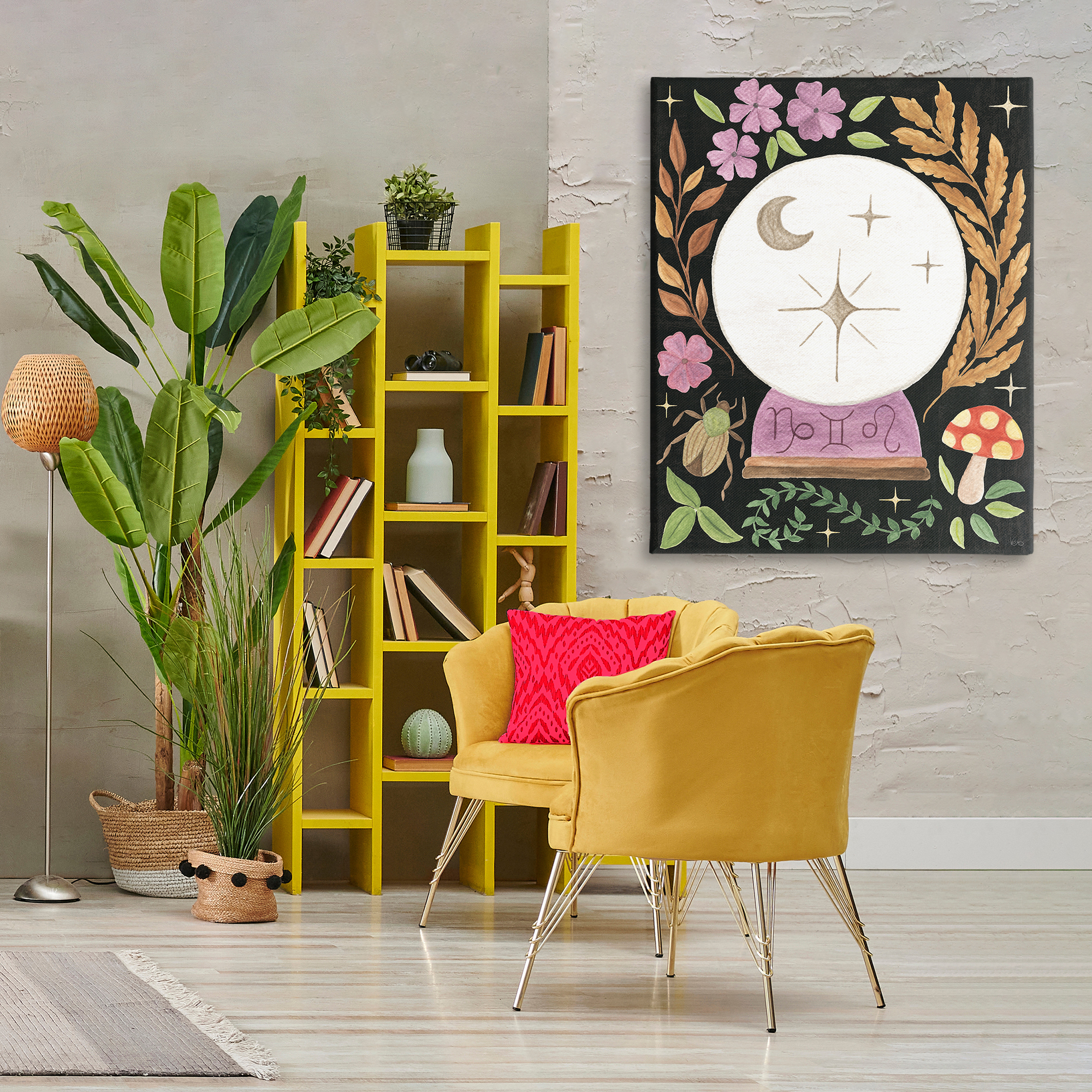 Stupell Industries Spooky Chic Crystal Ball Astrology & Stars Painting Wrapped Canvas Art Print Wall Art, 36 x 48