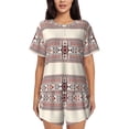 thumbnail image 1 of Fotbe Fashion Tatreez1 Conjunto de Pijama Estampado para Mujer, 2 Piezas, Ropa de Dormir con Camiseta de Manga Corta y Shorts Suaves-4X-Large, 1 of 6