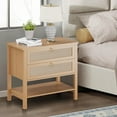 thumbnail image 2 of Nightstands Rattan Night Stand Set of 2, Rattan Night Stand Bedside Table Boho Night Stand with 2 Rattan Drawers, Large Bedside Table Side Table with Open Storage Shelf, Farmhouse Nightstand, 2 of 8