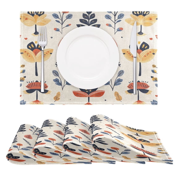 Hand Drawn Art Piece Reversible Placemat Non Slip Coffee Mat 18x12 Inch for Dining, Kitchen, Coffee