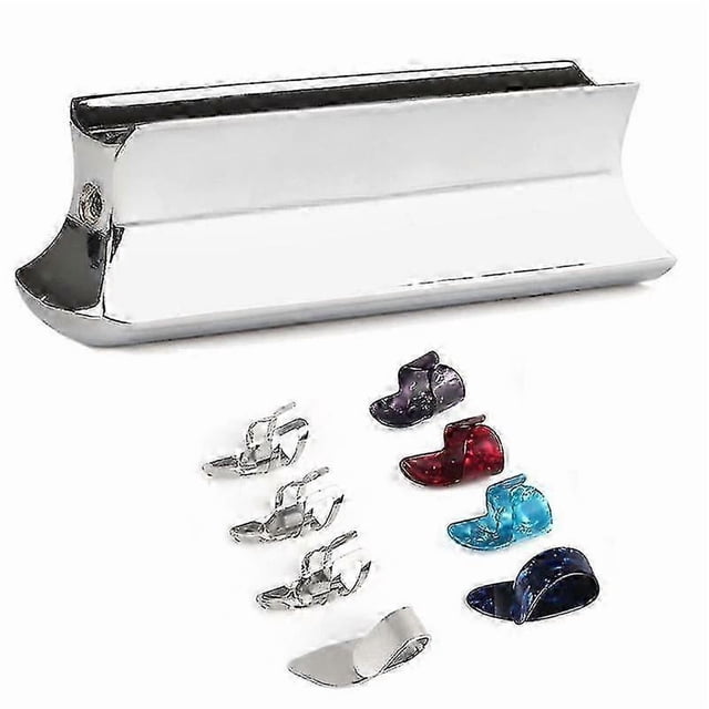 Guitar Slide Metal Steel Tone-bar,with Celluloid And Stainless Steel Metal Thumb Finger Picks Ple