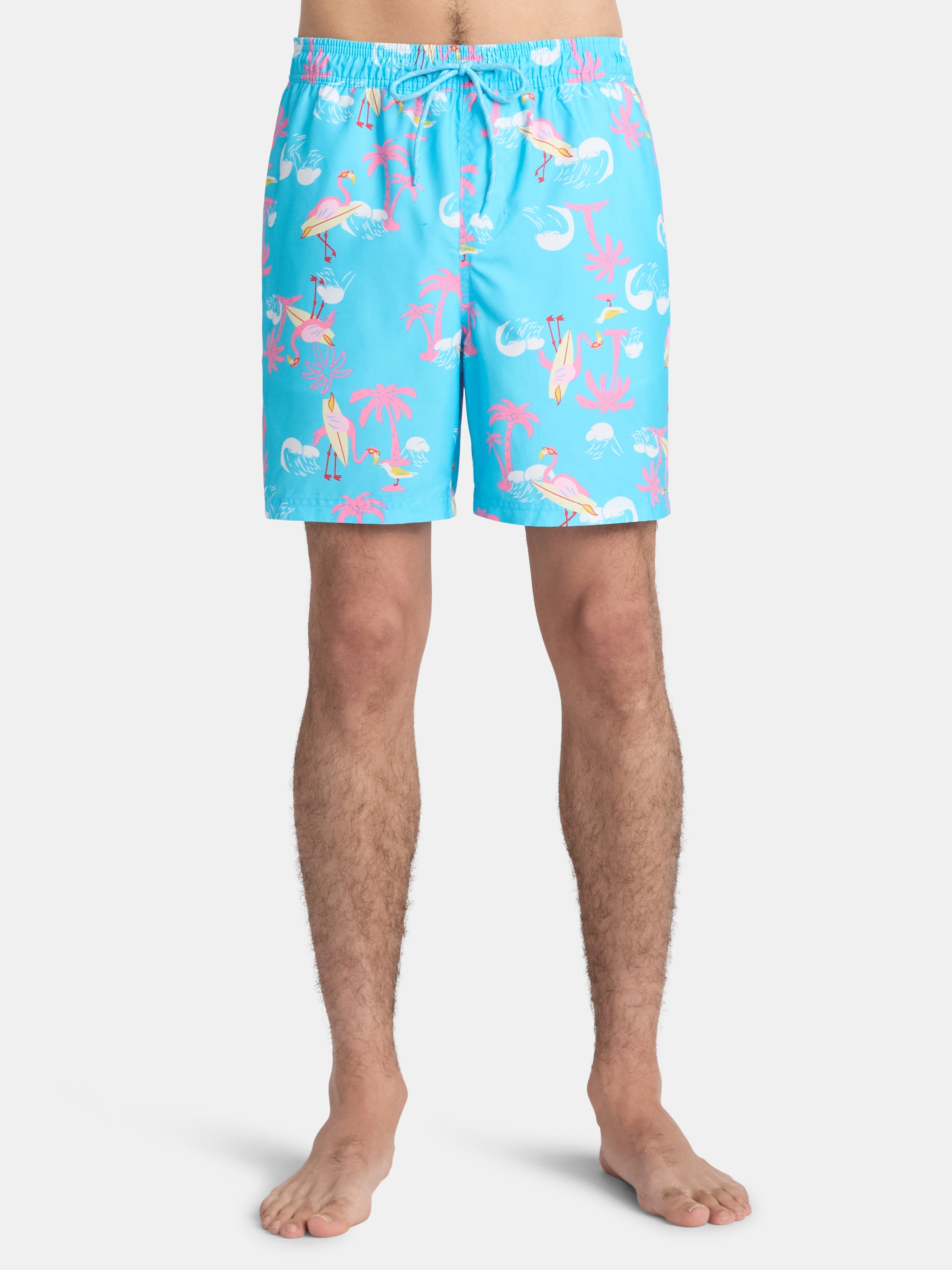 No Boundaries Elastic Waist Swim Shorts, 6" Inseam, Men's & Big Men's