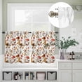thumbnail image 5 of Kitchen Window Curtains Valance and Tier Set, Rustic Autumn Mushroom Floral Leaf Rod Pocket Tier Curtain Valance Set, Fall Plant Butterfly Light Filtering Cafe Curtains for Bedroom Living Room, 5 of 9