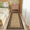 thumbnail image 1 of Garvee 2'x6' Modern Bordered Runner Rug Solid Rugs, Washable Rugs Neutral Minimalist Carpet with Non Slip Backing Soft Thin Low Pile Rugs for Hallway Bedroom Home Decor, Brown, 1 of 8