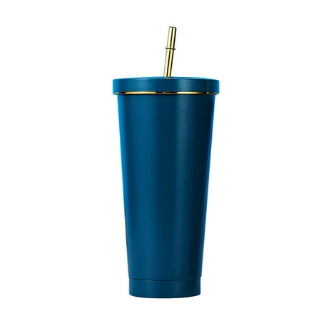 

Water Cups Double Layer Stainless Steel Portable Edged Insulation Cup Creative Straw Cup Durable Paint 500ML