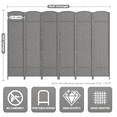 thumbnail image 4 of 6-ft Folding Room Divider with Diamond Design, 6-Panel No Assembly Required, Freestanding,Gray, 4 of 7