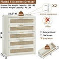 thumbnail image 2 of Bedroom Dresser with 5 Drawers Set of 2, Boho Wooden Dresser for Entryway, Tall Storage Cabinet for Living Room, White, 2 of 8
