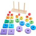thumbnail image 2 of Fisher-Price Wooden Stacking Shape Sorter Toddler Fine Motor Toy, 26 Wood pieces - Walmart Exclusive, 2 of 6