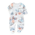 thumbnail image 1 of WEIYLL Girls Rompers Cute Cartoon Print Outfits Short Sleeve Crew Neck Summer Sky Blue Baby Playsuit for 3-6 Months, 1 of 3