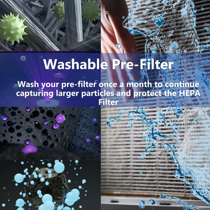 MS18 Air Purifier Washable Pre Filter with H13 True HEPA Air Filter for Large Room 825 Sq Ft