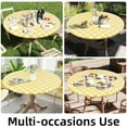 thumbnail image 6 of decorUhome Fitted Checkered Tablecloth, Vinyl Round Table Cloth for 36"-44" Tables, Waterproof Buffalo Plaid Table Cover, Yellow and White, 6 of 8