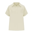 thumbnail image 3 of Fancifize Womens Plus Size Button Down Shirt Collared Short Sleeve Top Lightweight Loose Fit for Office Casual Summer Outfits XXXL,Beige, 3 of 6
