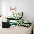 thumbnail image 5 of Feelyou Kawaii Bear Animal Twin Bedding Sets 7-Piece, Cartoon Lucky Shamrock Bedding Comforter Set, Green Stripes Abstract Reversible Sheet Sets, Breathable Home Decor, 5 of 7