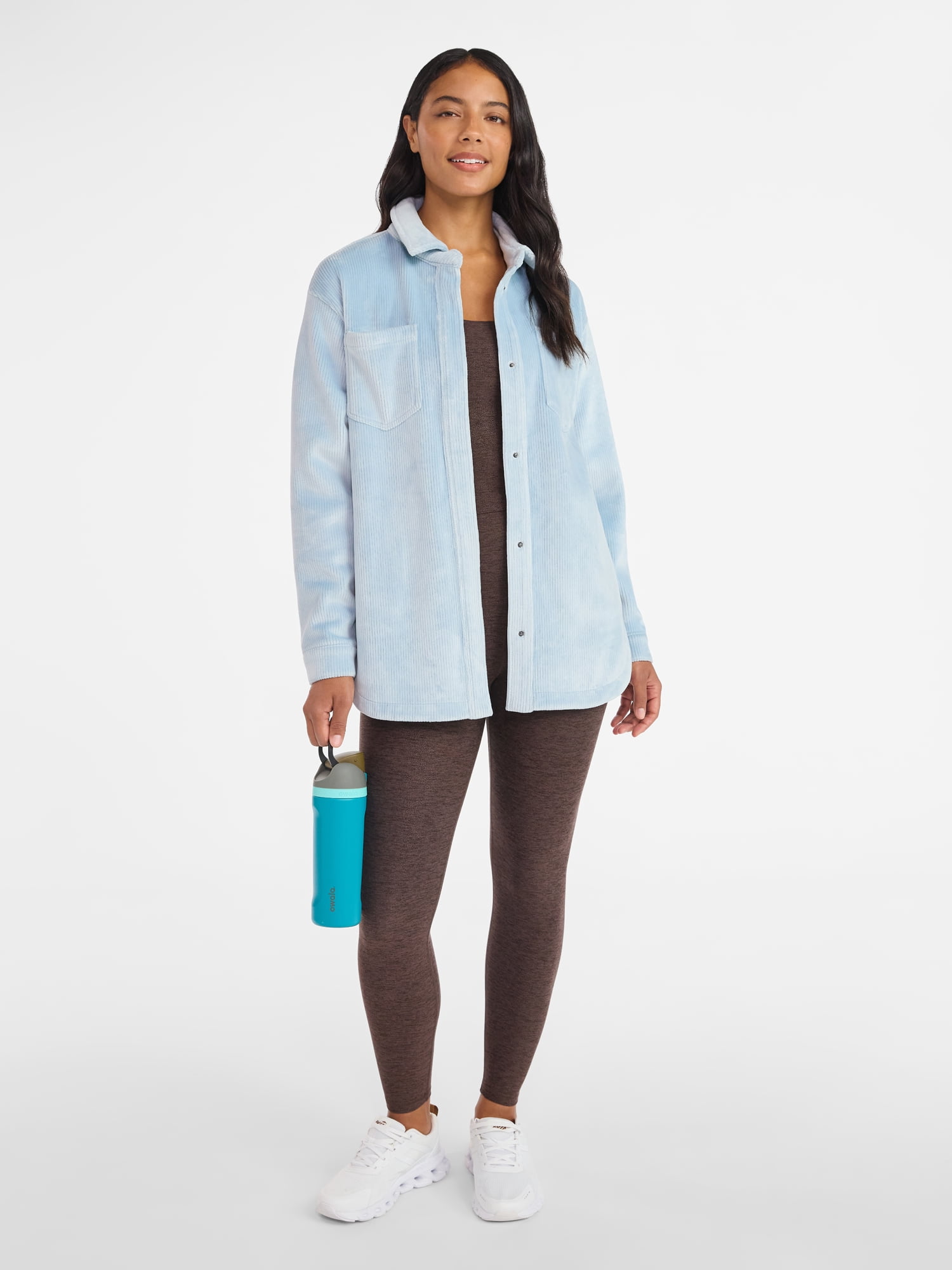 Avia Women's and Women's Plus Cord Velour Shacket, Sizes XS-4X