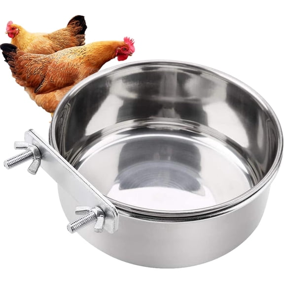 Stainless Steel Bird Cage Bowl with Clamp – Food-Grade Small Animal Dish for Parakeet/Cockatiel/Hamster/Ferret Z