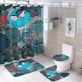 thumbnail image 1 of Juego de 4 cortinas de ducha de El asombroso mundo de Gumball con alfombrillas antideslizantes, tapa de inodoro y alfombrilla de baño, cortina de ducha impermeable con dibujos animados para niños con, 1 of 8
