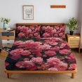 thumbnail image 1 of Flower Fitted Sheet Set with Pillowcase 3D Rose Printed Bedding Set Home Bedroom Decor,Queen (60"x80"), 1 of 5