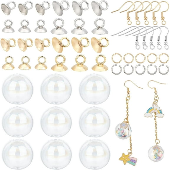 DIY Glass Ball Bottle Drop Earring Making Finding Kit Including