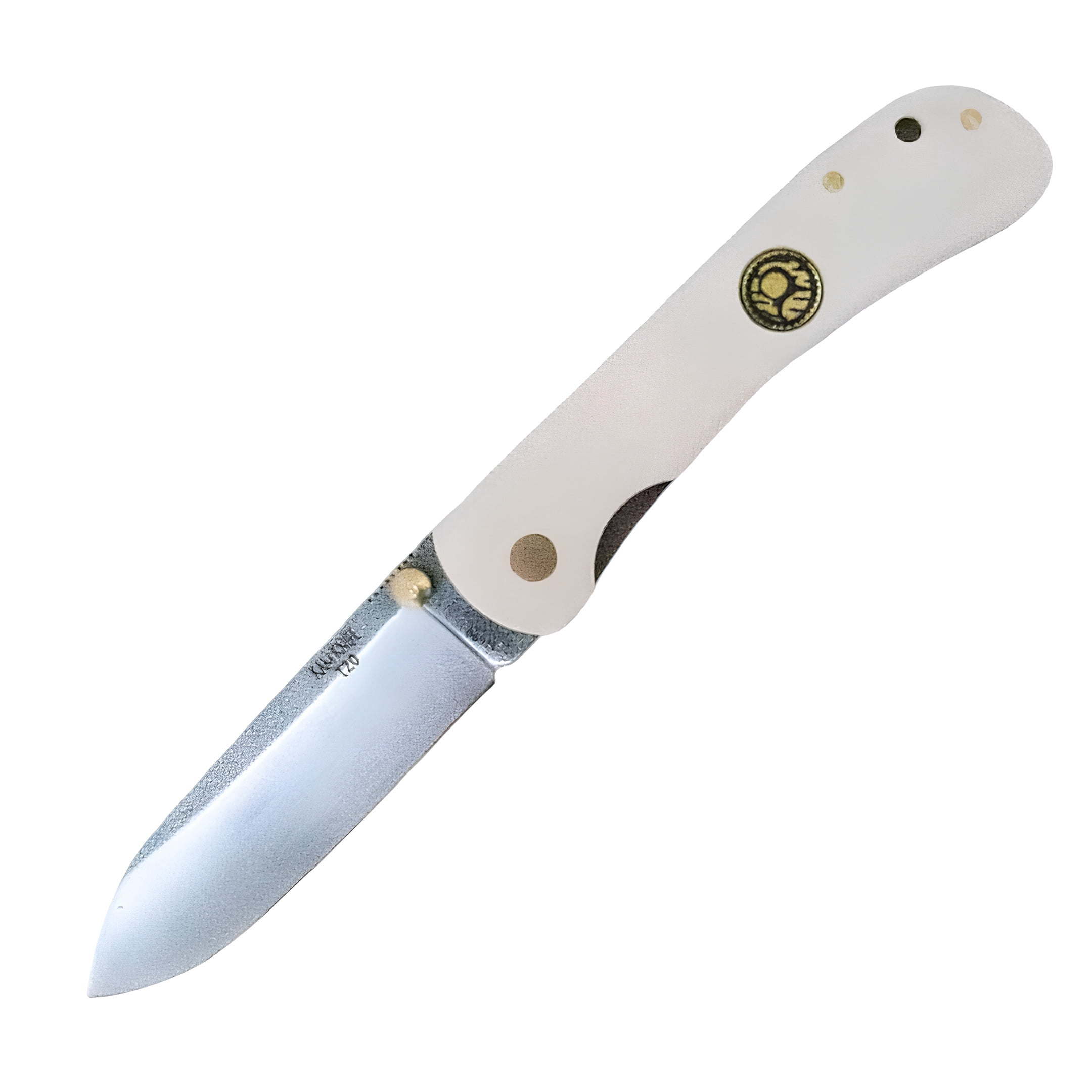 Kam Knife - Folding Knife BÖHLER Stainless Steel N690 with 3.14" Blade EDC Knife; White Handle Camping Knife; Small Hunting Knife Perfect for Outdoors and Hiking