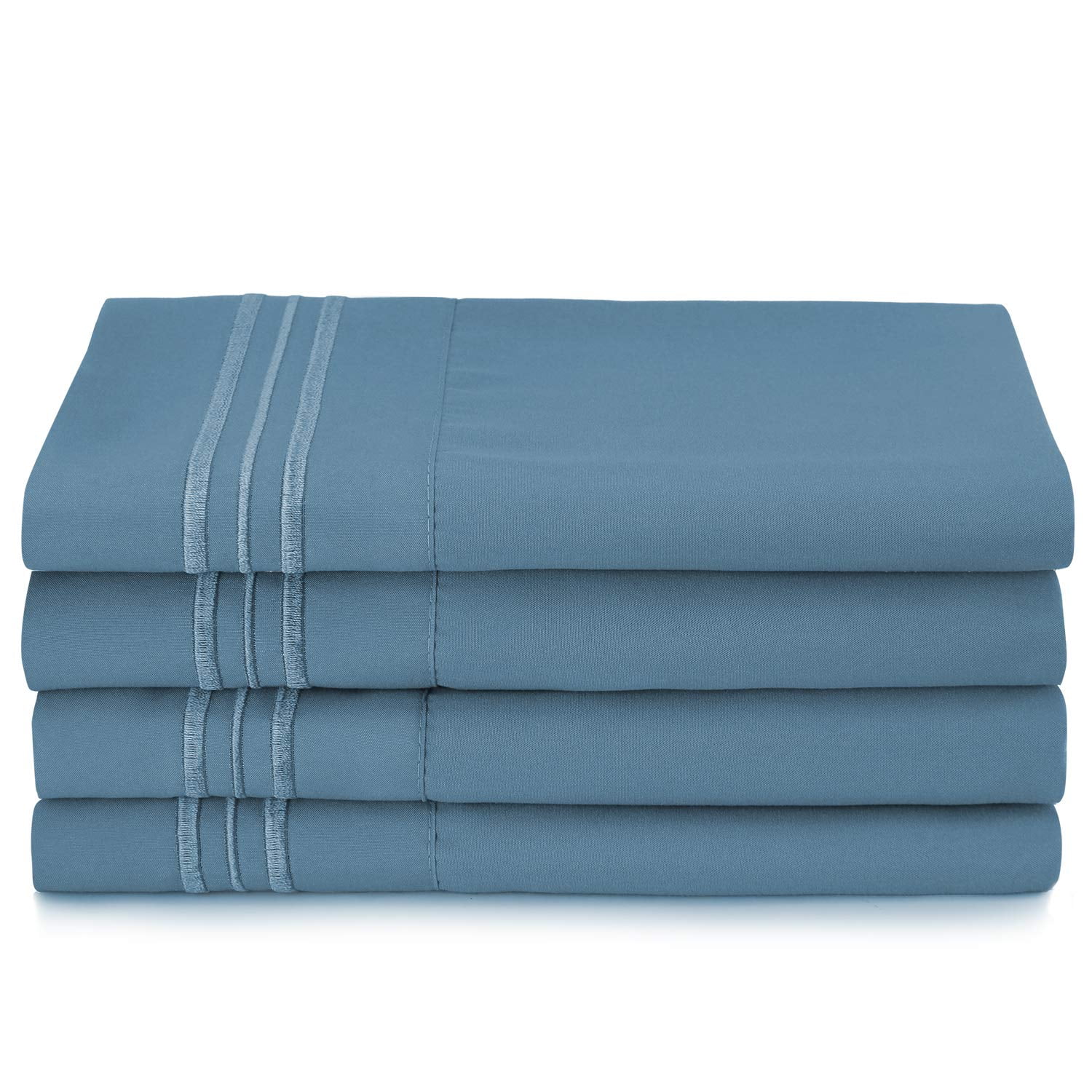 6 Piece 1800 Collection Bed Sheet Set with Extra Pillowcases, Deep Pockets Fitted Sheet, 100% Soft Microfiber, Hypoallergenic, Cool & Breathable, California King, Blue Heaven