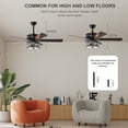 Modern Matte Black 52 Inch Crystal Chandelier Ceiling Fan with Lights