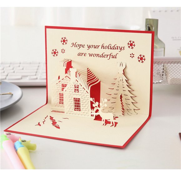 Christmas creative three-dimensional Christmas greeting card 3D hollow handmade greeting card custom blessing small card Christmas Castle