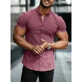 thumbnail image 5 of Inadays Mens Shirts Muscle Fit Dress Shirt Wrinkle-Free Short Sleeve Casual Athletic Fit Button Down Shirt Hawaiian Shirts Summer Tropical Beach Shirts for Men, Red, 3XL, 5 of 8