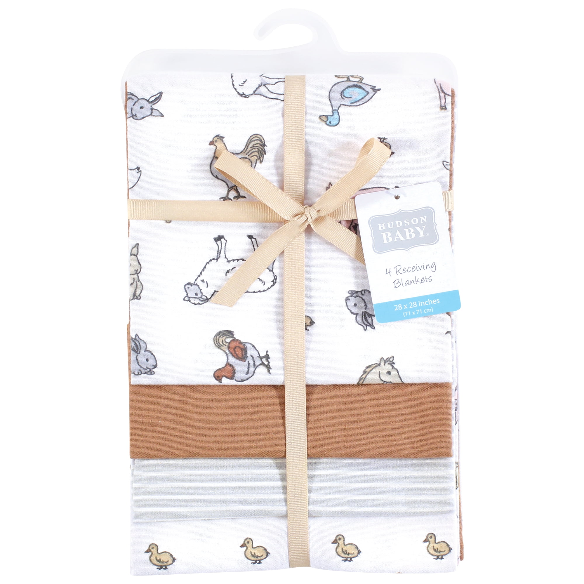Hudson Baby Cotton Poly Flannel Receiving Blankets, Farm World, One Size